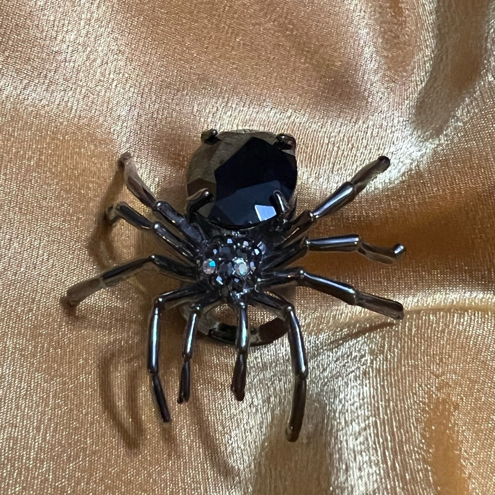 Black Spider Statement Ring - image 1